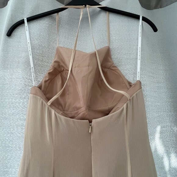 Watters & Watters Beige Spaghetti Strap Full-Length Formal Gown Dress Style 2509 - Picture 4 of 13